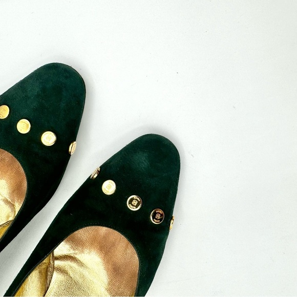 BRUNO MAGLI GREEN LEATJER PUMP 80s VINTAGE HEELS BLOCK HEELS CHUNKY HEELS 38.5 - Picture 12 of 12